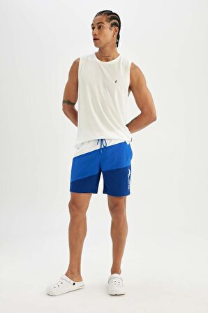 DeFactoFit Regular Fit Baskılı Esnek Dokulu Sporcu Kısa Boy Deniz Şortu B5997AX24HSBE104