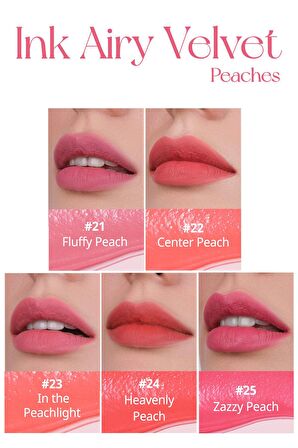 Uzun Süre Kalıcı ve Hafif Formüllü, Kadife Bitişli Tint Peripera Ink Airy Velvet (22 Center Peach)