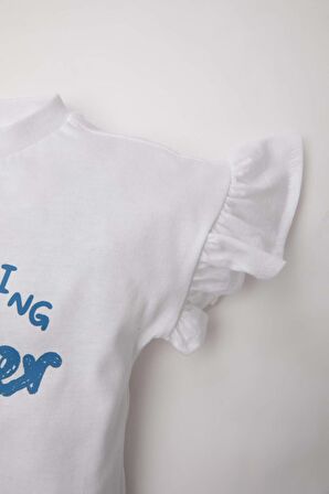 DeFacto Kız Bebek Bisiklet Yaka Baskılı Kısa Kollu Tişört C1453A524SMWT34