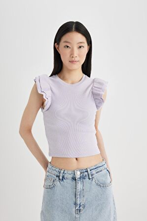 DeFacto Slim Fit Dar Kesim Bisiklet Yaka Fitilli Kaşkorse Kısa Kollu Tişört X5562AZ24SPPR242