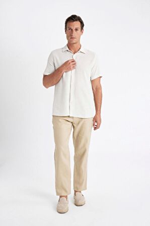DeFacto Regular Fit Yazlık Polo Yaka Pamuklu Basic Düz Kısa Kollu Gömlek D2924AX24SMER22