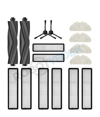 Dreame D10S D10S Pro Uyumlu Yedek Silikon Fırça Hepa Filtre Mop Seti-16 Parça