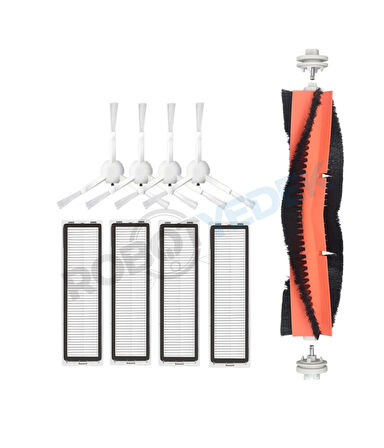 Dreame D10S D10S Pro Uyumlu Yedek Mopsuz Beyaz Yan Fırça Hepa Filtre Seti-9 Parça