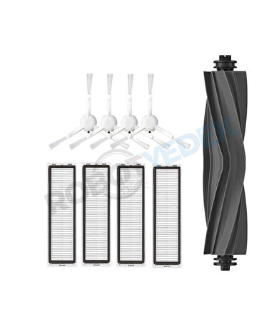 Dreame D10S D10S Pro Uyumlu Yedek Mopsuz Silikon Fırça Hepa Filtre Beyaz Yan Fırça Seti-9 Parça