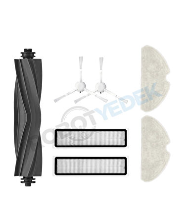 Dreame D10S D10S Pro Uyumlu Yedek Silikon Fırça Hepa Filtre Beyaz Yan Fırça Mop Seti-7 Parça