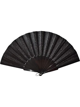 Simli Tek Taraflı Yelpaze – Plastik Saplı, Işıltılı ve Şık – 23x43 cm