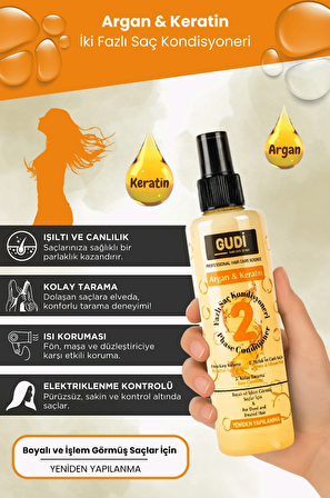  Argan & Keratin İçerikli Çift Fazlı Saç Bakım Fön Suyu 250 ml- Yeniden Yapılanma