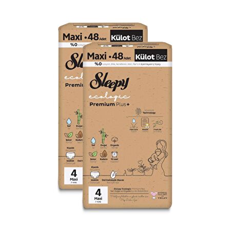 Sleepy Ecologic Premium Plus Süper Paket Külot Bez 4 Numara Maxi 96 Adet