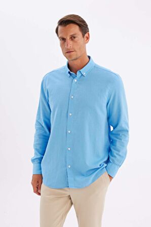 DeFacto Relax Fit Polo Yaka Pamuklu Uzun Kollu Gömlek C1106AX24SMBE339