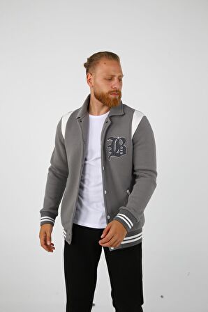BRG Gri Erkek Kolej Regular Fit Ceket