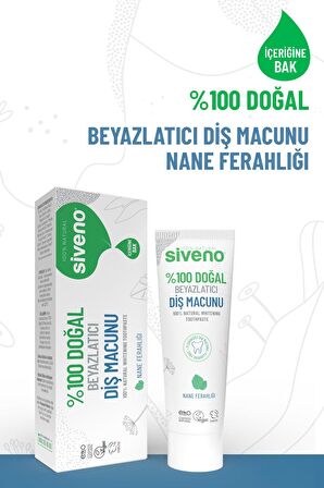 Siveno %100 Doğal Diş Macunu Beyazlatıcı Nane Ferahlığı Florürsüz 65 Gr