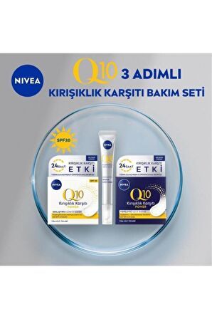 Nivea Q10 3 Adımlı Kırışıklık Karşıtı Bakım Seti,gündüz Kremi,cilt Serumu Ve Gece Kremi 50 ml