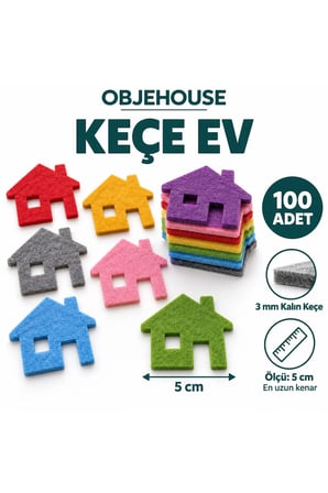 Objehouse Keçe Ev Süsleme Figürü, 100 Adet, 5 cm, 3 mm Kalın Keçe