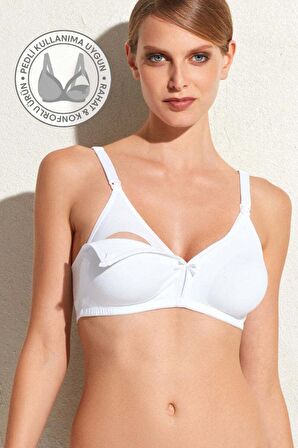 Kadın Beyaz 6115 Pamuklu Kapsiz Emzirme Sütyeni