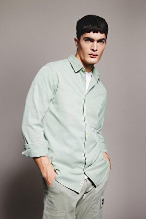 DeFacto Regular Fit Polo Yaka Pamuklu Uzun Kollu Gömlek B4140AX24SPGN1102