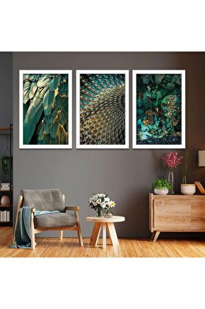 Zevahir 40x60 Cm 3 Adet Dini Gold Kabe Manzara Kanvas Tablo