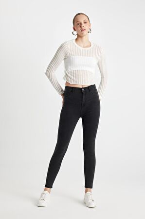 DeFacto Jegging Yüksek Bel Bilek Boy Dar Paça Basic Düz Jean Pantolon B7498AX24AUNM36