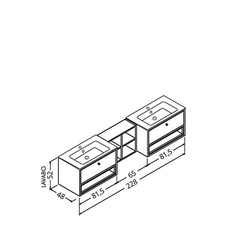 Espero 225 Cm Beyaz Lavabolu Alt Modül
