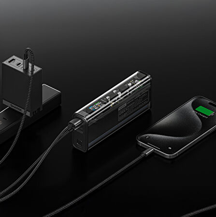 Sharge 140W - Yüksek Güçlü ve Şeffaf Tasarımlı Powerbank - Siyah