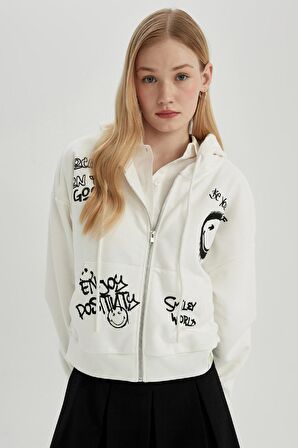 DeFacto Coool SmileyWorld Oversize Fit Fermuarlı Sweatshirt C5380AX24SPWT32