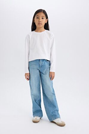 Kız Çocuk Wide Leg Geniş Paça Jean Pantolon