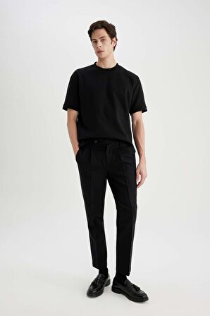 DeFacto Twill Yazlık Kumaş Pantolon Tailored Regular Fit Normal Kesim Keten Karışımlı Düz Paça B6670AX24SPBK27