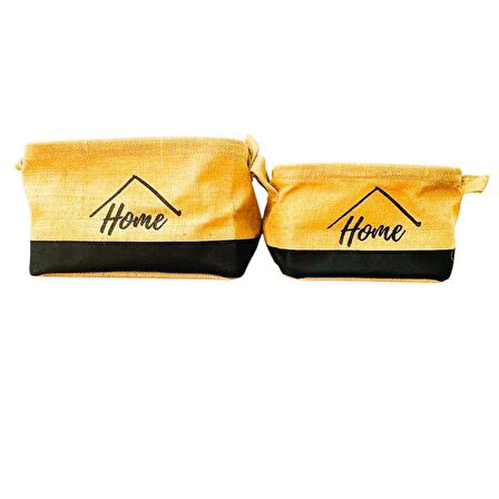 Home Jüt Hasır Ev Düzenleyici Mutfak Banyo Salon Sepeti Katlanır Sıvı Korumalı İkili Set O-K