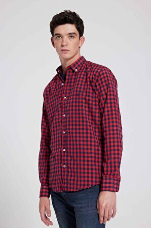 Ds Damat Slim Fit Kirmizi Kareli Gömlek 7HC02ORT09265 7HC02ORT09265