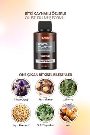 Kırılma Karşıtı, Besleyici Şampuan Kundal Honey & Macadamia Nature Shampoo 100ml (Baby Powder)