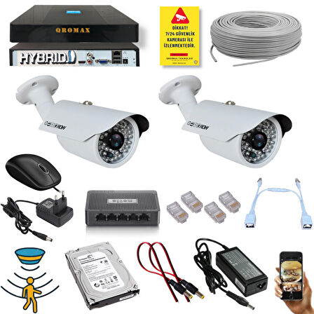 2 Kameralı Set - 5 Mp 1940P Sensör 6 Megapiksel Sony Lens Metal Kasa Ip Güvenlik Kamerası Seti