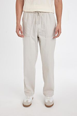 DeFacto Gabardin Pantolon Wide Straight Fit Bol Rahat Kesim Cepli Geniş Düz Paça C9159AX24AUBG766