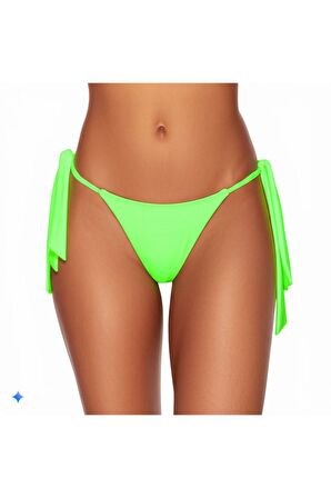 Neon Yeşil  Brezilya Kalın İp Bağlamalı Bikini Altı