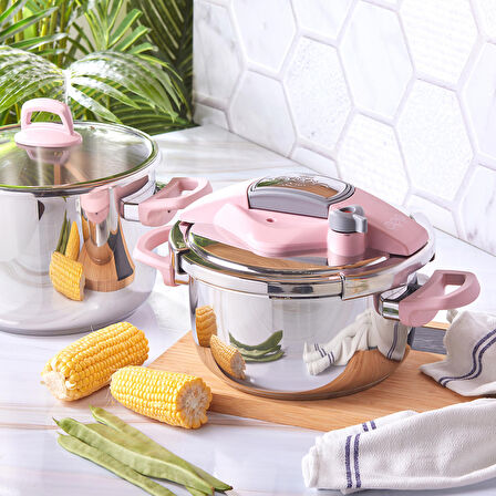 Karaca Perfect Pink Indüksiyon Tabanlı Düdüklü Tencere Seti 4 6 Lt