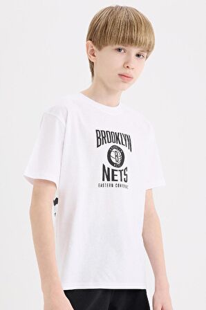 DeFacto Erkek Çocuk NBA Brooklyn Nets Bisiklet Yaka Sırt Baskılı Kısa Kollu Tişört D9550A825SMWT34