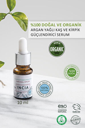 INCIA %100 Doğal Kaş Ve Kirpik Güçlendirici Serum Bitkisel Yoğunlaştırıcı Yoğun Bakım Yağı Vegan 10 ml