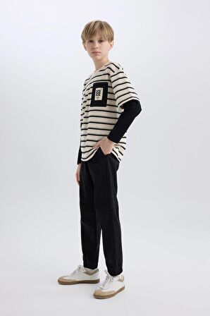 DeFacto Erkek Çocuk Jogger Fit Jogger Paça Gabardin Pantolon B6713A825SMBK81