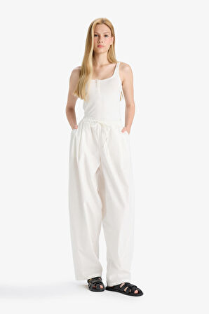 Coool Barrel Fit Normal Bel Poplin Pantolon