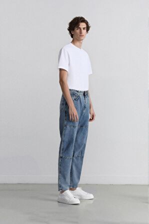 DeFacto %100 Pamuk Relax Fit Rahat Kesim Geniş Paça Jean Pantolon D8779AX24AUNM39