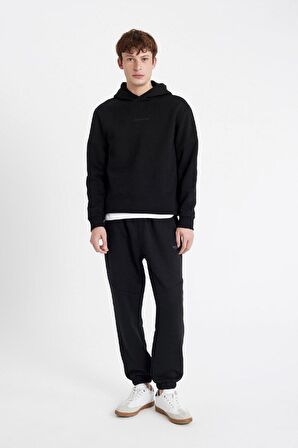 DeFacto Regular Fit Kapüşonlu Baskılı Sweatshirt C6131AX24AUBK81