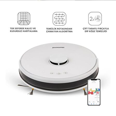 Homend Alex Laser 1281H Moplu ve Haritalamalı Akıllı Robot Süpürge 2023 Model