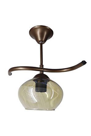 Fuji Bronz Tekli Bal Yatsı Camlı Avize | Kaliteli Modern Metal Avize