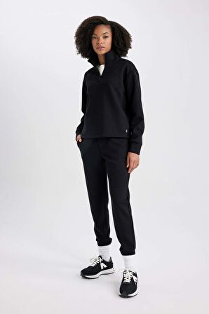 DeFactoFit Jogger Eşofman Altı Standart Fit Beli Lastikli Cepli Basic Düz B6358AX23WNBK81