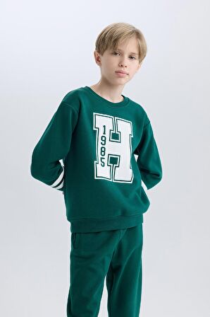 DeFacto Erkek Çocuk Bisiklet Yaka Baskılı Sweatshirt D4342A824WNGN671