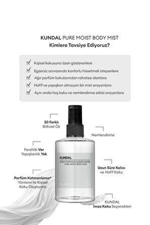Nemlendirici Vücut Misti KUNDAL Pure Moist Body Mist 128ml (Blanc)