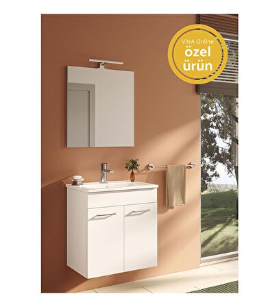 VitrA Ardea 67074 Banyo Dolabı Seti Kapaklı 60 cm Parlak Beyaz