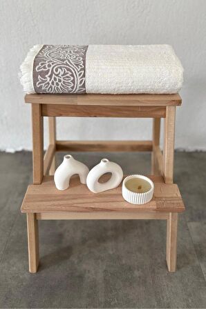 Bambu Banyo Havlusu - Püsküllü & Ekstra Yumuşak & Süper Emici - 70x140 cm - Ekru