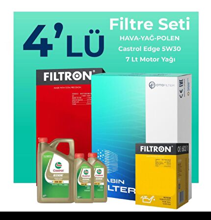 Filtron Amarok 2.0 Dizel Filtre Bakım Seti Castrol Motor Yağlı (2010-2017) 4 Lü