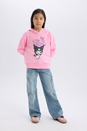 DeFacto Kız Çocuk Hatsune Miku Oversize Geniş Kalıp Kapüşonlu Sweatshirt D2828A824WNPN253