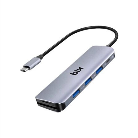 Bix Type-C to TF SD Kart Okuyucu PD USB 3.0 Hub Çoklayıcı Dönüştürücü Adaptör