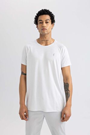 DeFactoFit Standart Fit Bisiklet Yaka Baskılı Sporcu Ağır Kumaş Kısa Kollu Tişört B5150AX24SPGR91